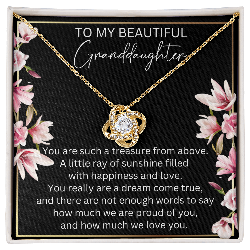 To My Beautiful Granddaughter Gift: You are such a treasure from above. A little ray of sunshine filled  with happiness and love. You really are a dream come true, and there are not enough words to say how much we are proud of you