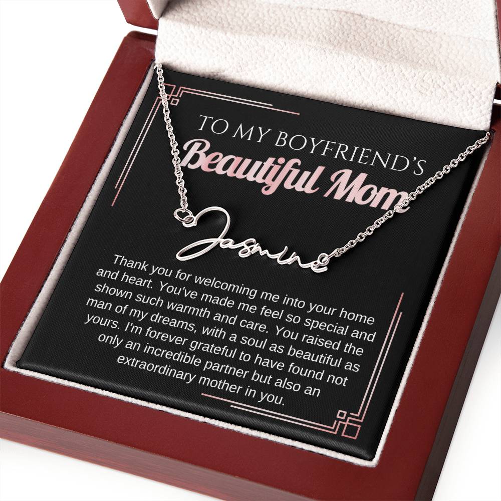 Necklace Gift To My Boyfriend's Mom Personalized Necklace Name Necklace Mom Gift Birthday Mothers Day Gift for Moms Custom Name Necklace Thank you for welcoming me