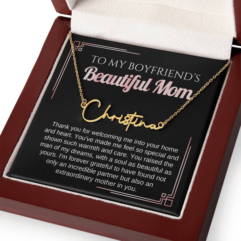 Necklace Gift To My Boyfriend's Mom Personalized Necklace Name Necklace Mom Gift Birthday Mothers Day Gift for Moms Custom Name Necklace Thank you for welcoming me