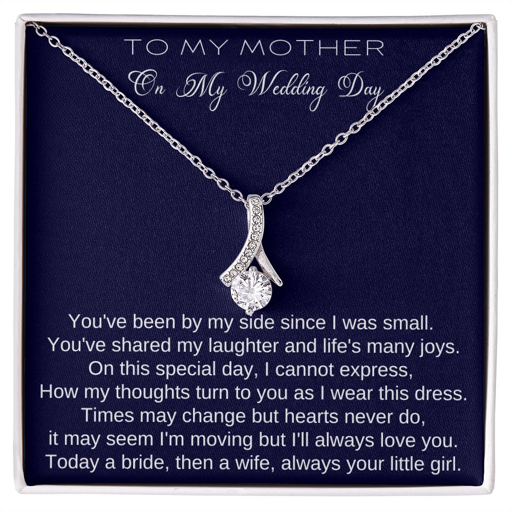 To My Mother on My Wedding Day, Mom Necklace for Wedding, Bride Mom Gift for Mother of The Bride Gift from Bride Gift form Daughter Diamond Necklace Wedding Jewelry
