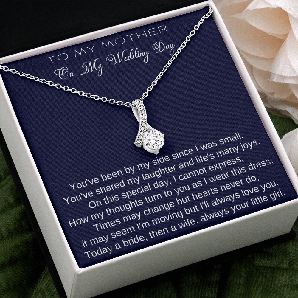 To My Mother on My Wedding Day, Mom Necklace for Wedding, Bride Mom Gift for Mother of The Bride Gift from Bride Gift form Daughter Diamond Necklace Wedding Jewelry
