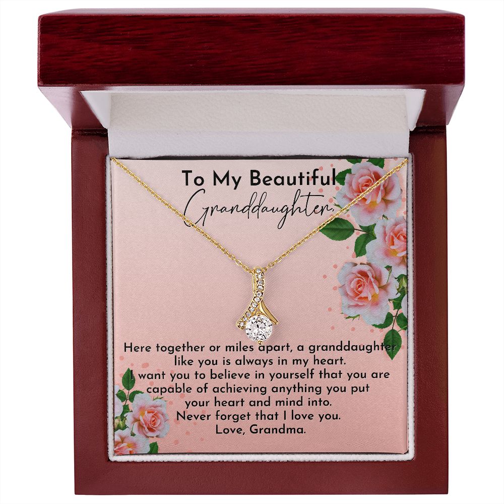 To My Granddaughter Necklace, Granddaughter Gift, Here together or Miles apart.