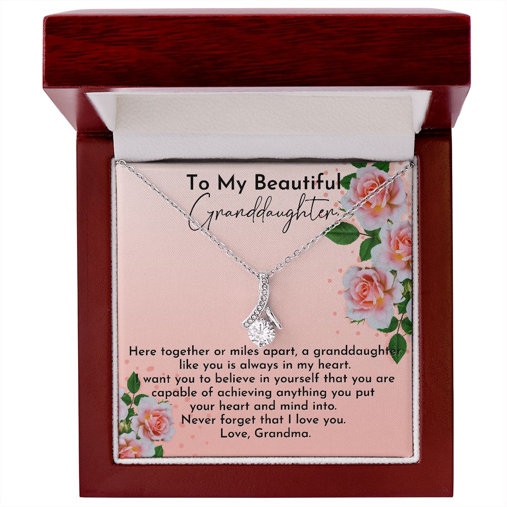 To My Granddaughter Necklace, Granddaughter Gift, Here together or Miles apart.